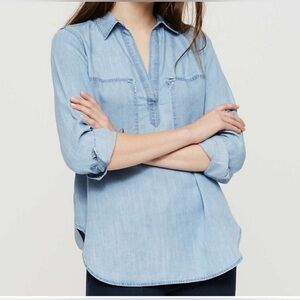 LOFT Lou & Gray Distressed Chambray Popover